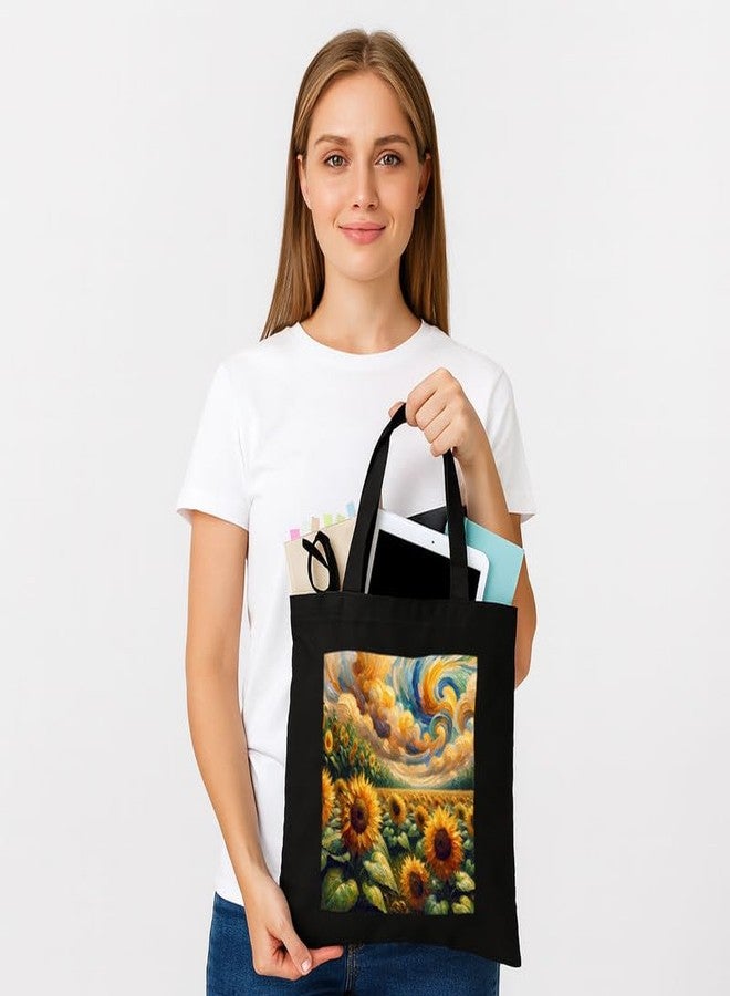 PrintingZone حقيبة تسوق قماشية مطبوعة من PrintingZone للنساء | تصميم واسع | حمولة 15 كجم | حقيبة يد متينة - Image 4